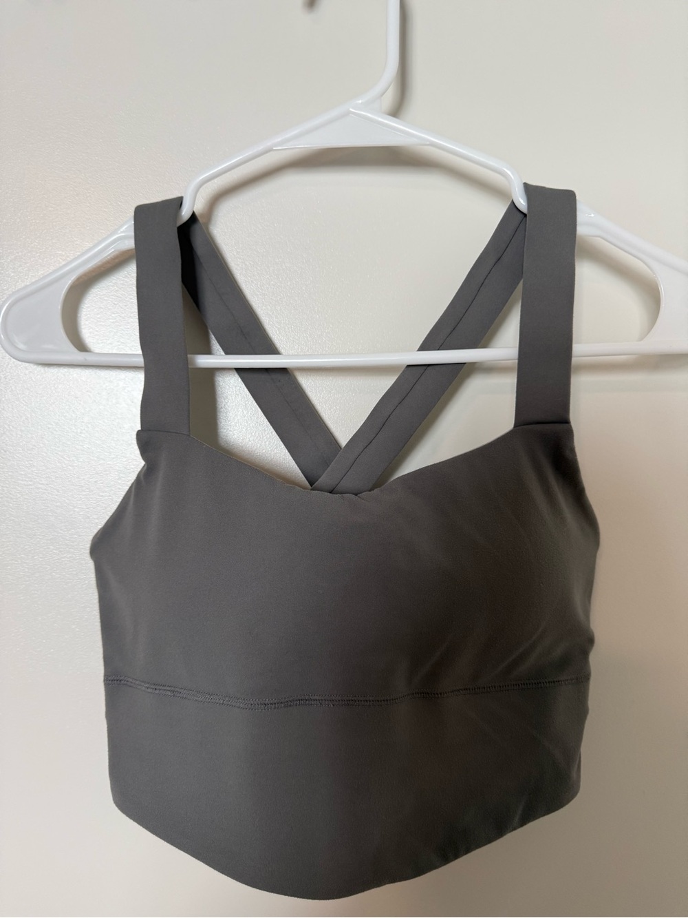 Glow mode Supportive Cross-Back Sports Bralette in the Charcoal Gray